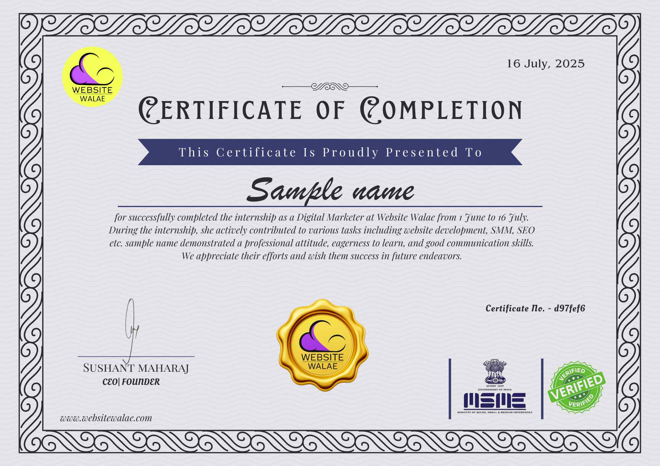 Angel Srishty Kujur Certificates 1